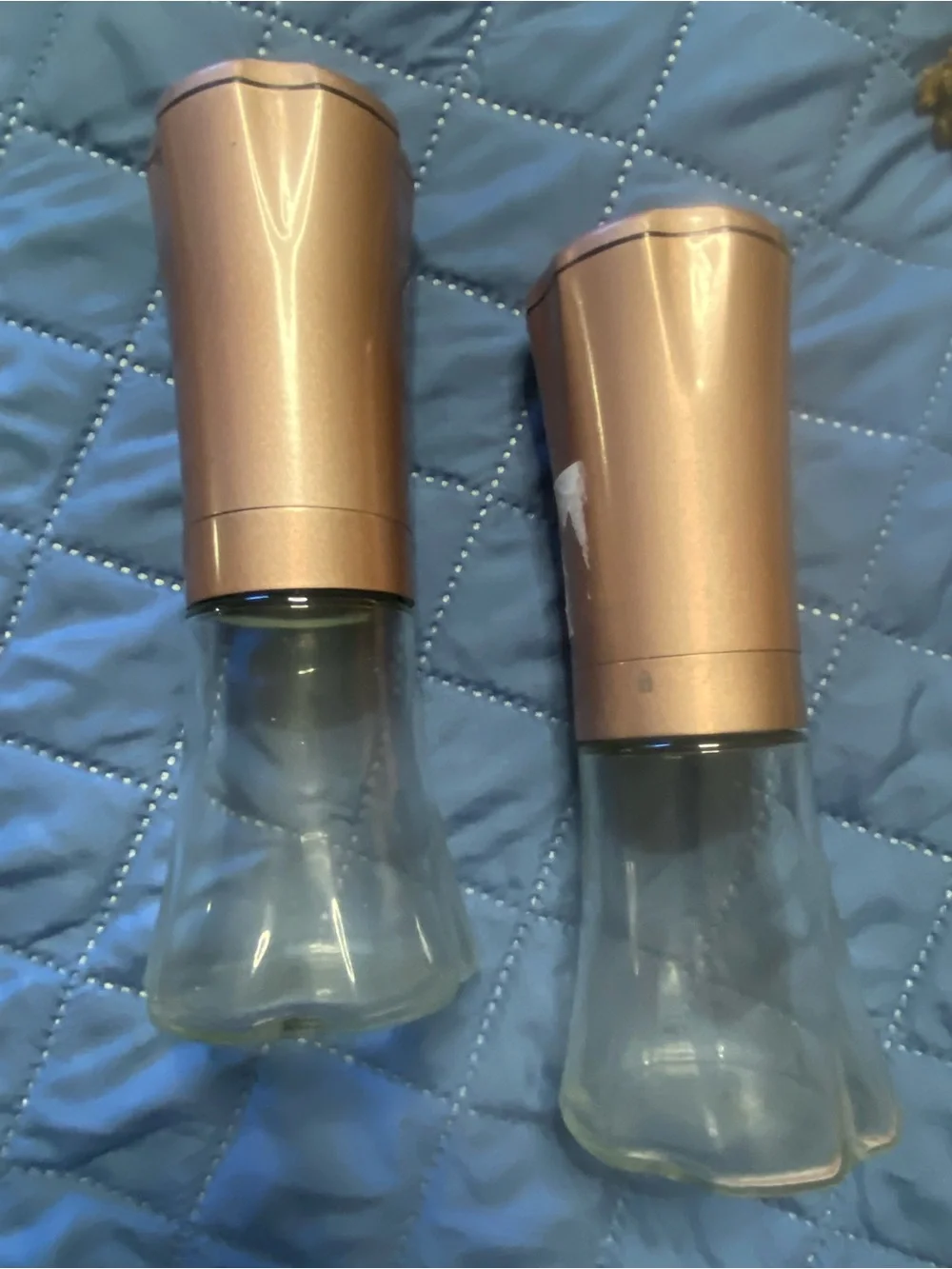 1PAIR WOLFGANG PUCK Electric Gravity Champaign-Glass Spice Mill/Grinder Set
